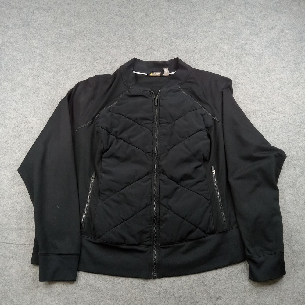 Zella Jacket Womens 3X Black Quilted Front Full Zip Track Athletic‎ Softshell